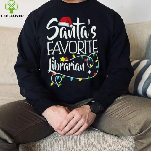 Santa’s Favorite Librarian Christmas Pajama Lights T Shirt