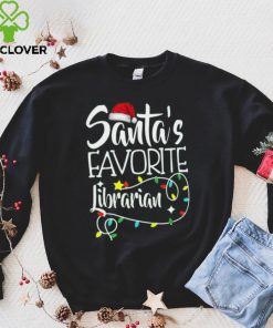 Santa's Favorite Librarian Christmas Pajama Lights T Shirt