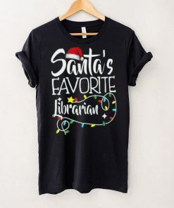 Santa's Favorite Librarian Christmas Pajama Lights T Shirt