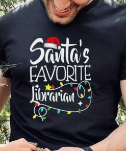 Santa's Favorite Librarian Christmas Pajama Lights T Shirt