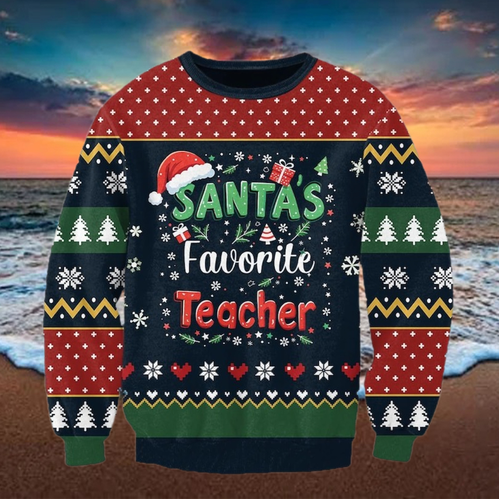 Santas Favorite Teacher Ugly Christmas Sweater Santas Favorite Teacher Ugly Christmas Sweater