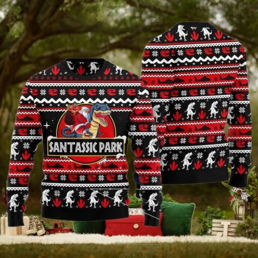 Santassic Park Dinosaur Ugly Christmas Sweater