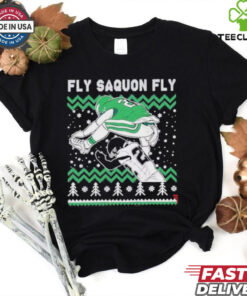 Saquon Barkley Fly Saquon Fly Jump Hurdle Backwards Christmas T Shirt