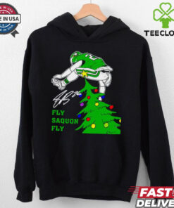 Saquon Barkley Jumping Over Christmas Tree Funny Fly Saquon Fly shirt