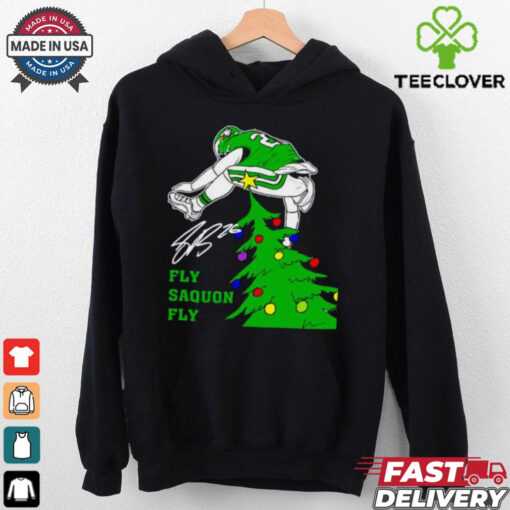 Saquon Barkley Jumping Over Christmas Tree Funny Fly Saquon Fly shirt