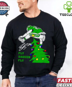 Saquon Barkley Jumping Over Christmas Tree Funny Fly Saquon Fly shirt