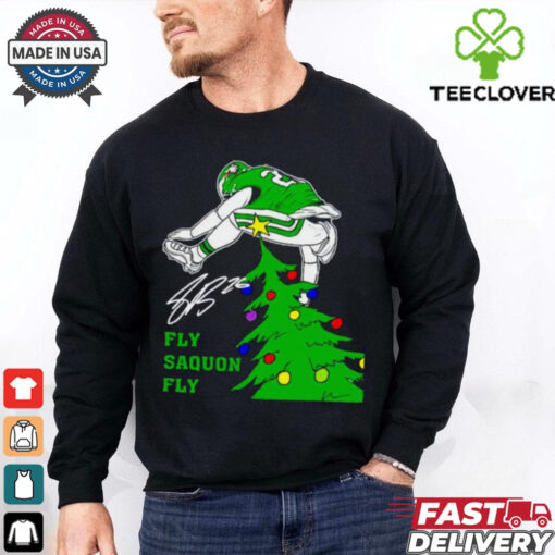 Saquon Barkley Jumping Over Christmas Tree Funny Fly Saquon Fly shirt
