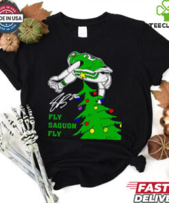 Saquon Barkley Jumping Over Christmas Tree Funny Fly Saquon Fly shirt
