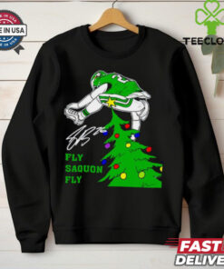 Saquon Barkley Jumping Over Christmas Tree Funny Fly Saquon Fly shirt
