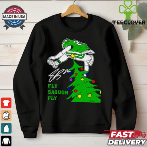 Saquon Barkley Jumping Over Christmas Tree Funny Fly Saquon Fly shirt