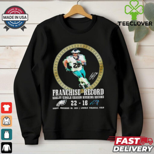 Saquon Barkley franchise record Eagles single season rushing record T shirt