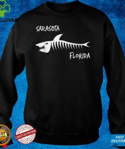 Sarasota Florida FL Shark Skeleton White Print T Shirt