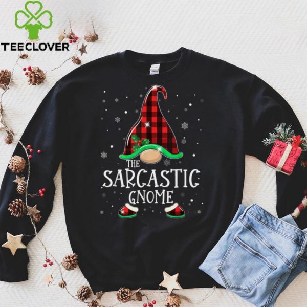 Sarcastic Gnome Buffalo Plaid Matching Christmas 2021 Pajama T Shirt