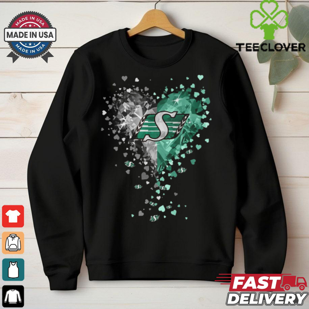 Saskatchew Roughriders Crystal Heart Shirt Saskatchew Roughriders Crystal Heart Shirt