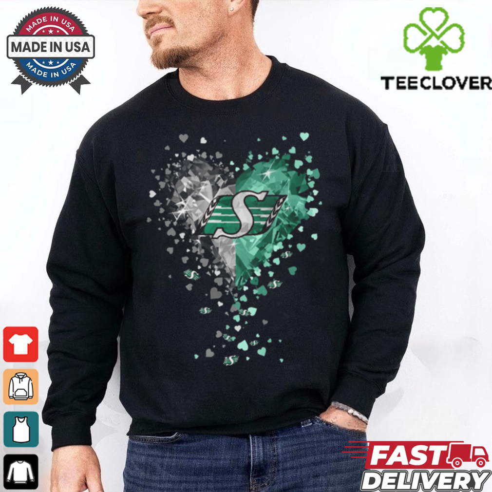Saskatchew Roughriders Crystal Heart Shirt Saskatchew Roughriders Crystal Heart Shirt