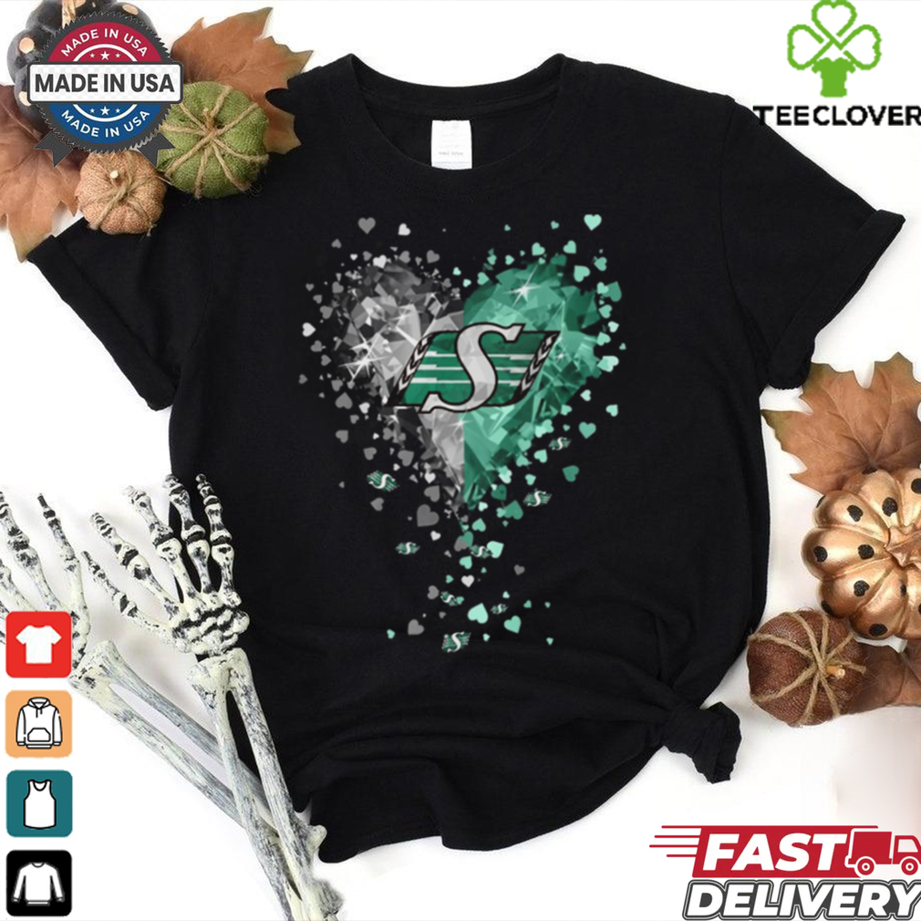 Saskatchew Roughriders Crystal Heart Shirt Saskatchew Roughriders Crystal Heart Shirt