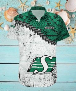 Saskatchewan Roughriders Ca Football Grunge Polynesian Tattoo Pattern Hawaiian Shirt For Fans
