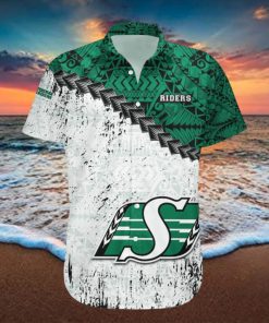 Saskatchewan Roughriders Ca Football Grunge Polynesian Tattoo Pattern Hawaiian Shirt For Fans