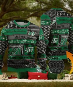 Saskatchewan Roughriders since 1910 Custom name CFL Green Ugly Sweater