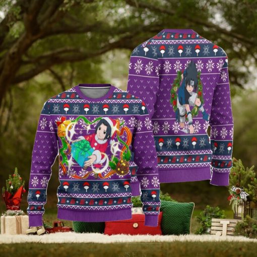 Sasuke Ugly Christmas Sweater, Naruto Anime Xmas Gift, Custom Ugly Christmas Sweater