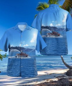 Sausalito California Sausalito Southern Marin Fire department Fireboat Liberty Button Up Hawaiian Shirt Beach Gift