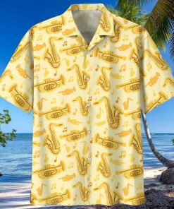 Saxophone Yellow Nice Design Unisex Hawaiian Shirt