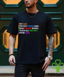 Say Gay Protect Trans Kids Read Banned Books Teach History T Shirt