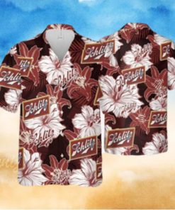 Schlitz Beer Tropical Flower Pattern Hawaiian Shirt