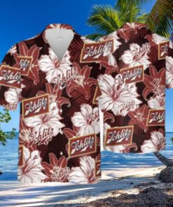 Schlitz Beer Tropical Flower Pattern Hawaiian Shirt