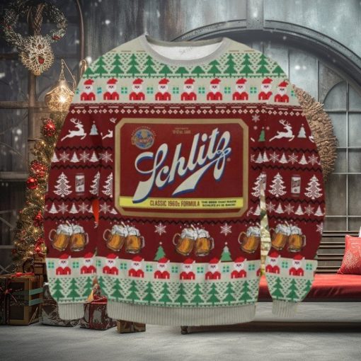 Schlitz Classic 1960S Formula Santa Claus Ugly Christmas Sweater Impressive Gift For Men And Women