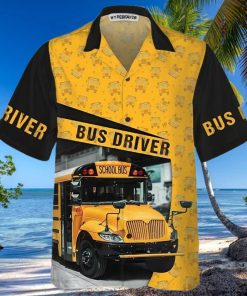 School Bus Driver Safely Delivering Hawaiian Shirt
