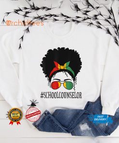 School Counselor African Women Messy Bun Black History Month T Shirt
