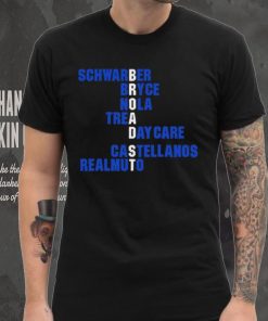 Schwarber Bryce Nola Trea Day Care Castellanos Realmuto Broad St names 2024 shirt