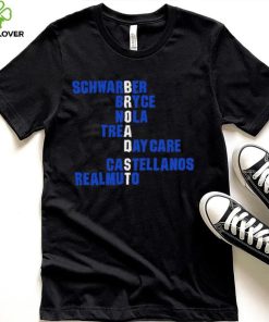Schwarber Bryce Nola Trea Day Care Castellanos Realmuto Broad St names 2024 shirt