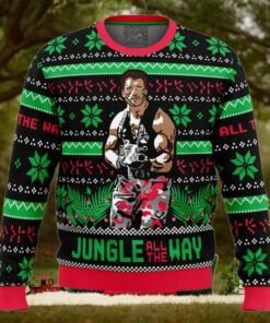 Schwarzenegger Predator Jungle All the way Christmas Ugly Sweater