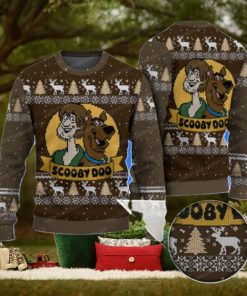 Scooby Doo And Shaggy Brown Reindeer Pattern Holiday Sweater