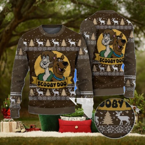 Scooby Doo And Shaggy Brown Reindeer Pattern Holiday Sweater