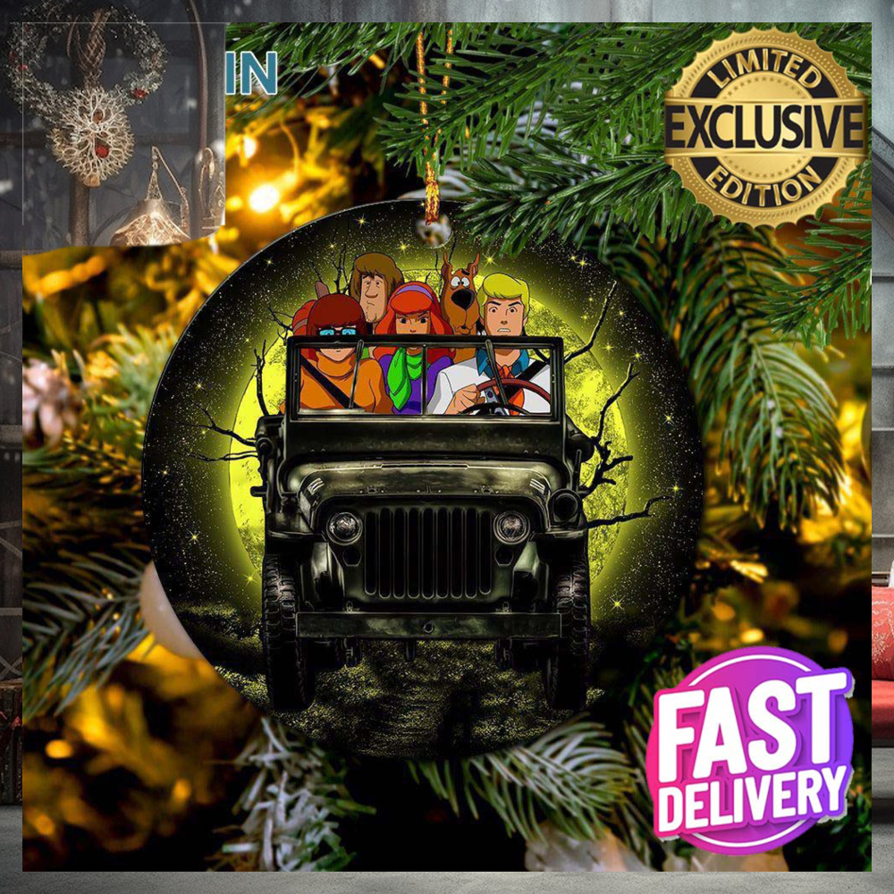 Scooby Doo Funny Drive Jeep Moonlight Custom Name Christmas Decorations Ornament Scooby Doo Funny Drive Jeep Moonlight Custom Name Christmas Decorations Ornament
