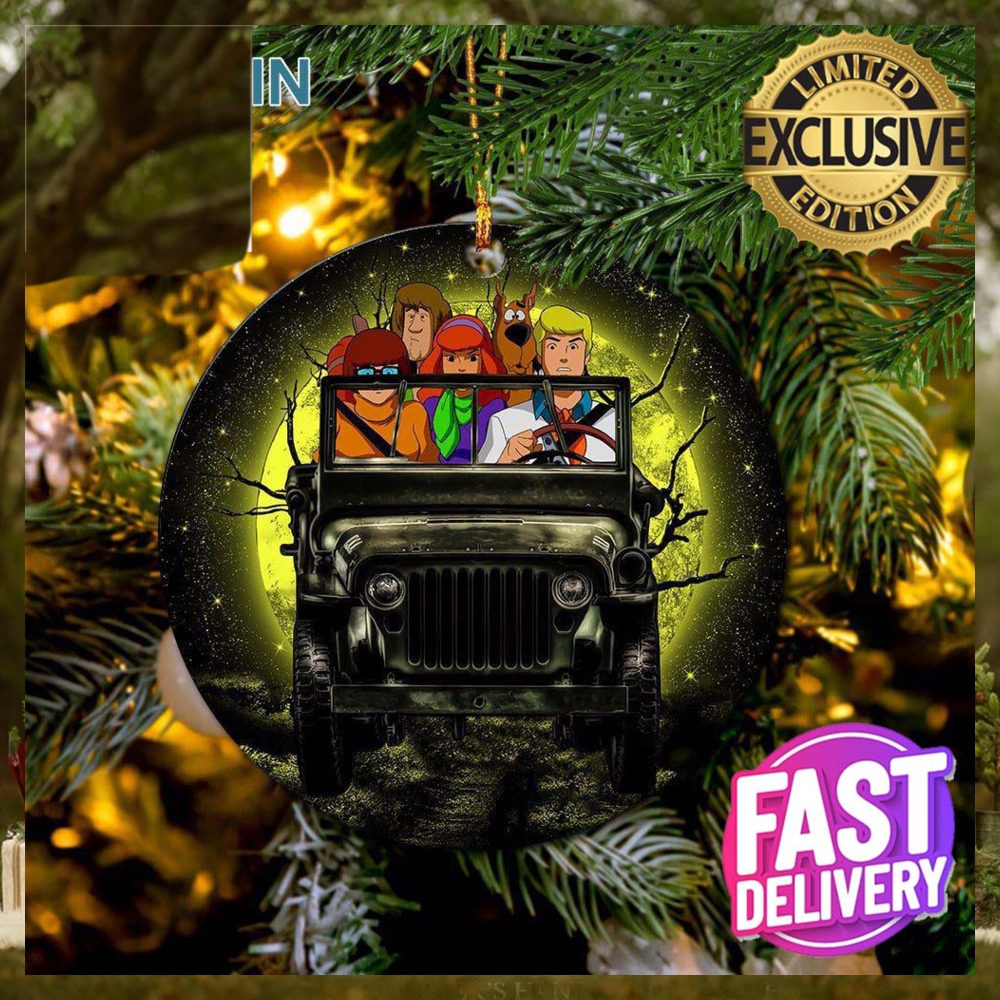 Scooby Doo Funny Drive Jeep Moonlight Custom Name Christmas Decorations Ornament Scooby Doo Funny Drive Jeep Moonlight Custom Name Christmas Decorations Ornament