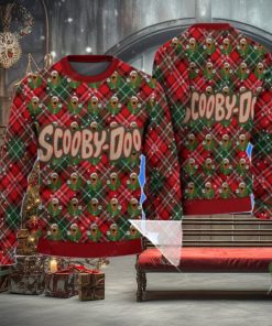 Scooby Doo Logo Caro Red And Green Pattern Ugly Sweater