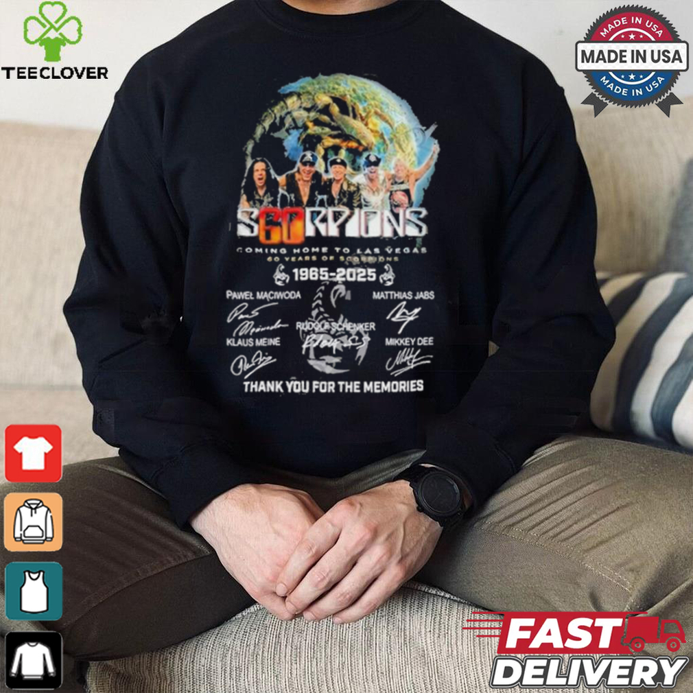 Scorpions Coming Home To Las Vegas 60 Years Of 1965 2025 Thank You For The Memories Signatures Shirt Scorpions Coming Home To Las Vegas 60 Years Of 1965 2025 Thank You For The Memories Signatures Shirt