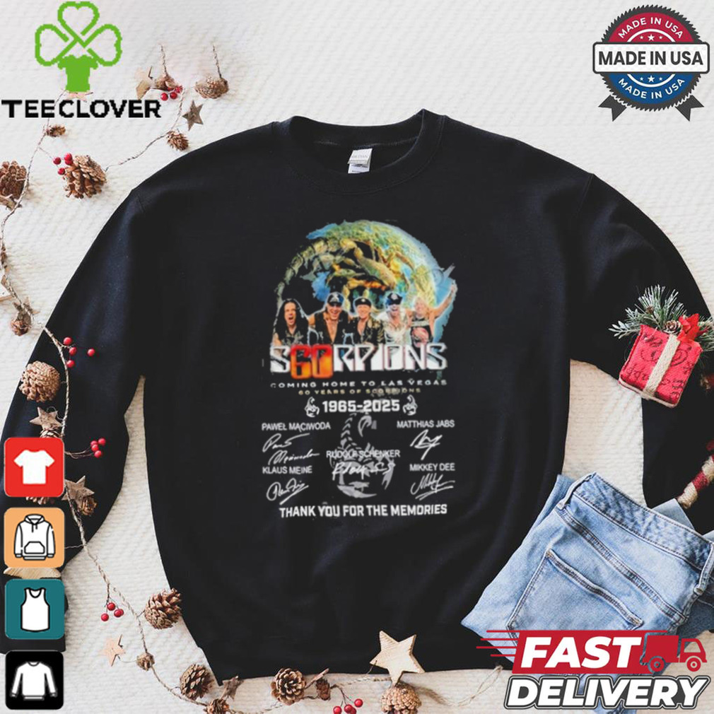 Scorpions Coming Home To Las Vegas 60 Years Of 1965 2025 Thank You For The Memories Signatures Shirt Scorpions Coming Home To Las Vegas 60 Years Of 1965 2025 Thank You For The Memories Signatures Shirt