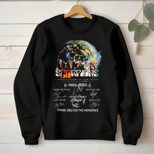 Scorpions Coming Home To Las Vegas 60 Years Of 1965 2025 Thank You For The Memories Signatures hoodie, sweater, longsleeve, shirt v-neck, t-shirt