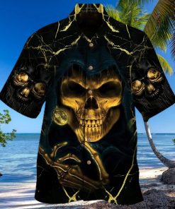 Scratched Skull Halloween Hawaiian Shirt For Men Women Adult