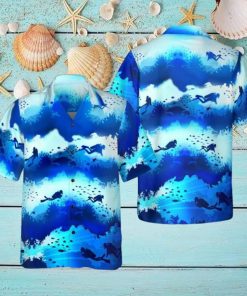 Scuba Diver Under Sea Cave Hawaiian Shirt Aloha Casual Shirt For Men And Women