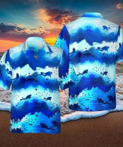 Scuba Diver Under Sea Cave Hawaiian Shirt Aloha Casual Shirt For Men And Women