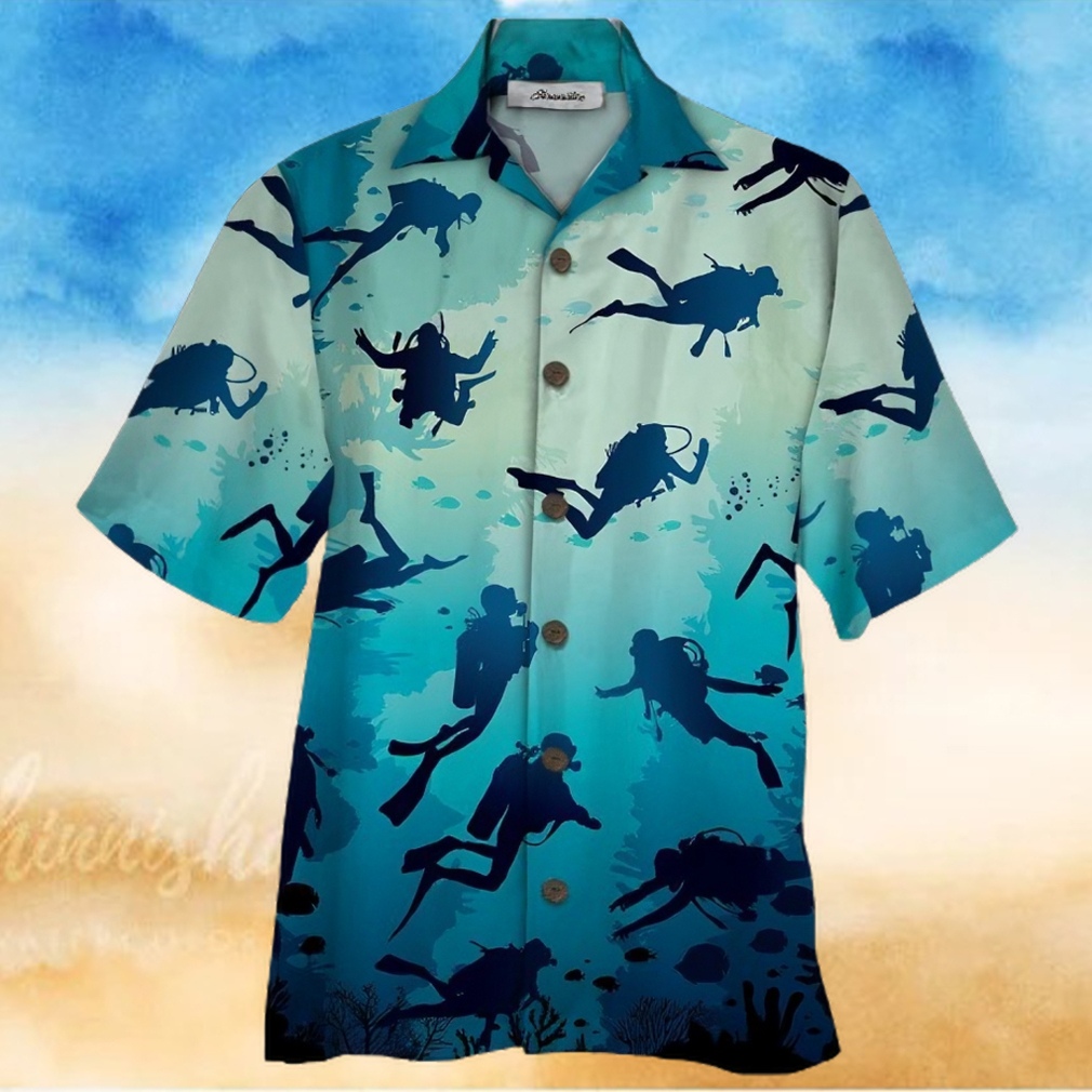 Scuba Diving Blue High Quality Unisex Hawaiian Shirt