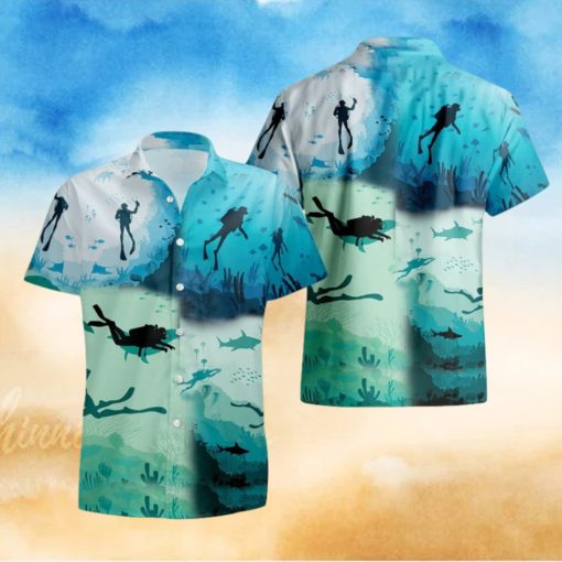 Scuba Diving Hawaii Shirt, Scuba Diver Gift, Underwater Sports Hawaii Shirt, Aloha Beach Vibe Hawaii Shirt, Scuba Diving Evolution Shirt
