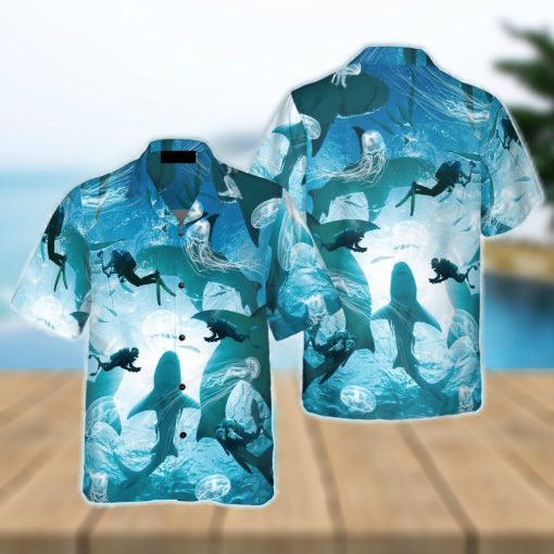 Scuba Diving With Sharks Hawaiian Shirt Idea Summer Gift For Men And Women