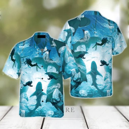 Scuba Diving With Sharks Hawaiian Shirt Idea Summer Gift For Men And Women